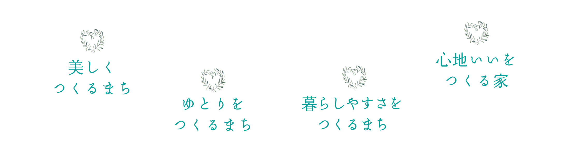 美しくつくるまち／ゆとりをつくるまち／暮らしやすさをつくるまち／心地いいをつくる家